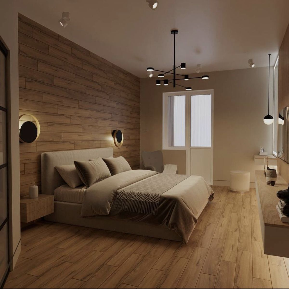 Gạch ốp tường vân gỗ cho phòng ngủ