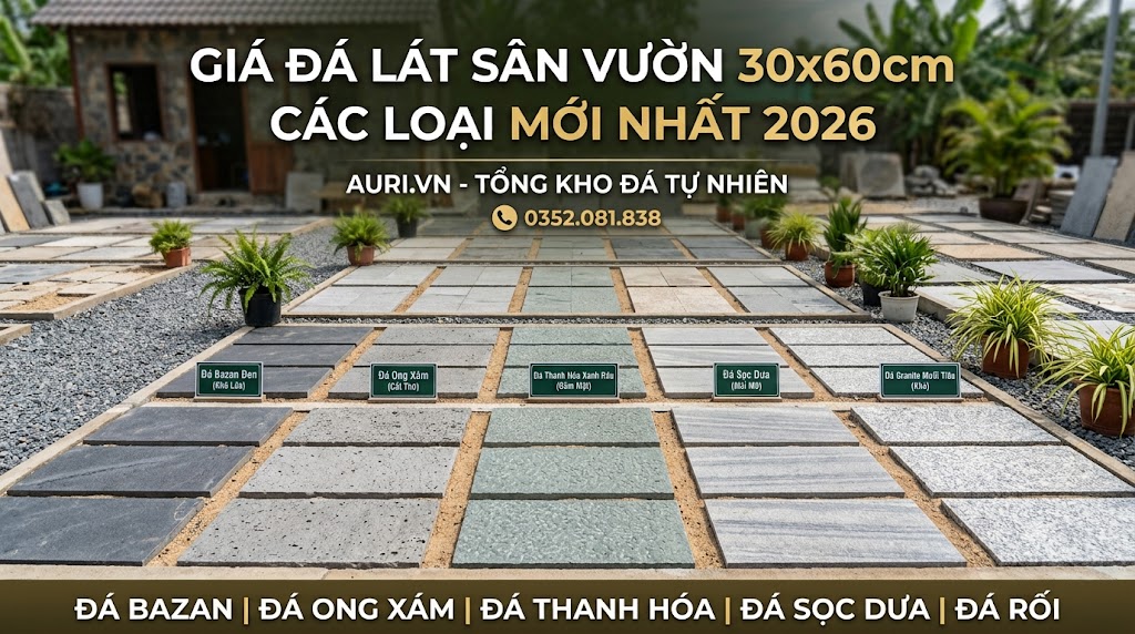 Giá đá lát sân vườn 30x60cm các loại